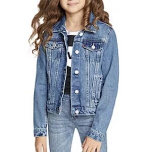 Soho Blue girl’s medium wash button up denim jean jacket size 10